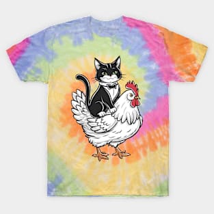 Tuxedo Cat On A Chicken T-Shirt